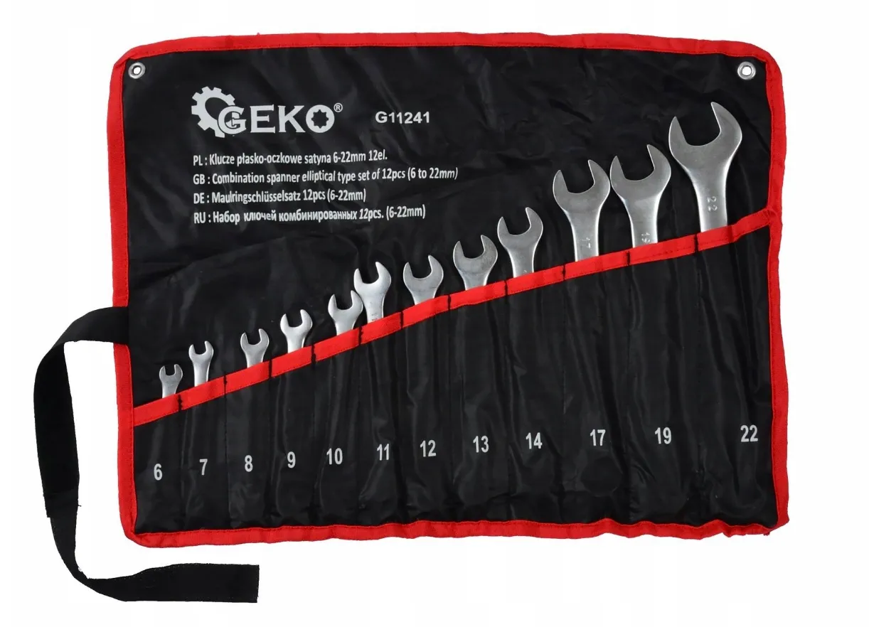 Klucze płasko oczkowe 6-22 mm 12 el klucze płaskie GEKO