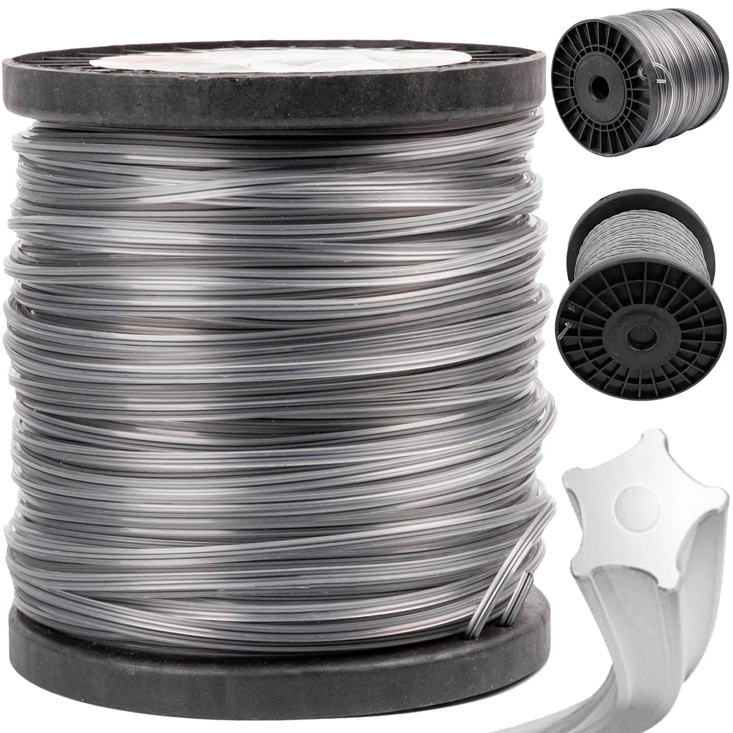 Żyłka tnąca do głowicy kosy spalinowej podkaszarki zbrojona z drutem 100m 2,4 mm gwiazdka