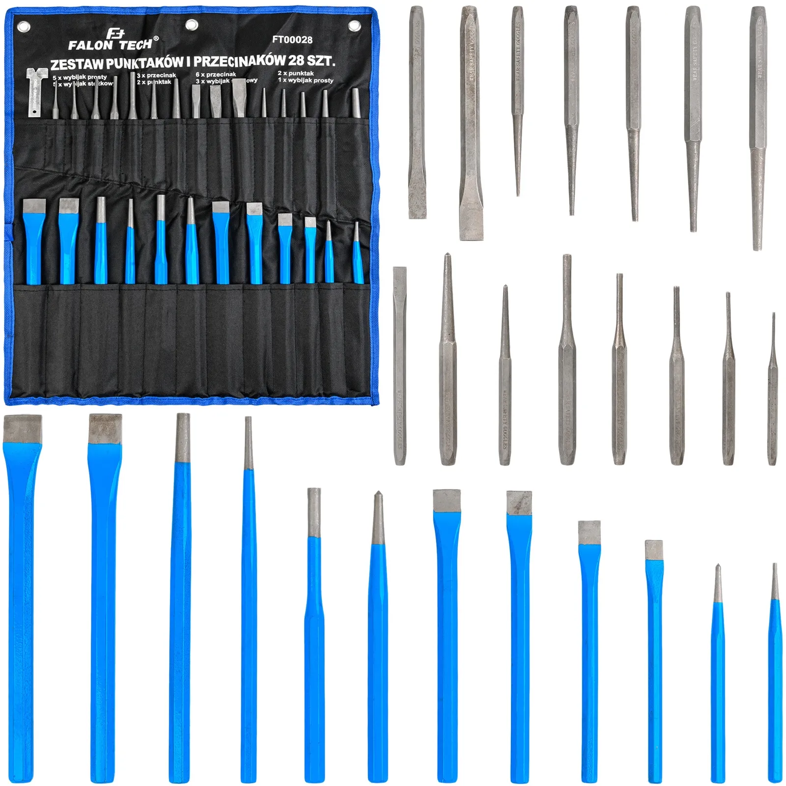 Zestaw Punktaków Wybijaków i Przecinaków 28 el FALON-TECH