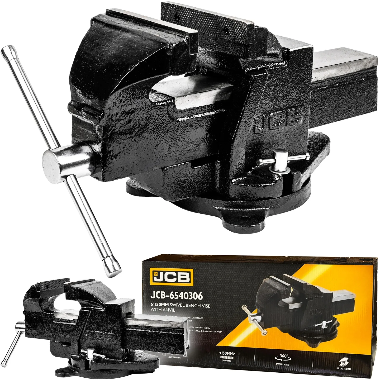 Profesjonalne imadło ślusarskie obrotowe stalowe 150mm JCB