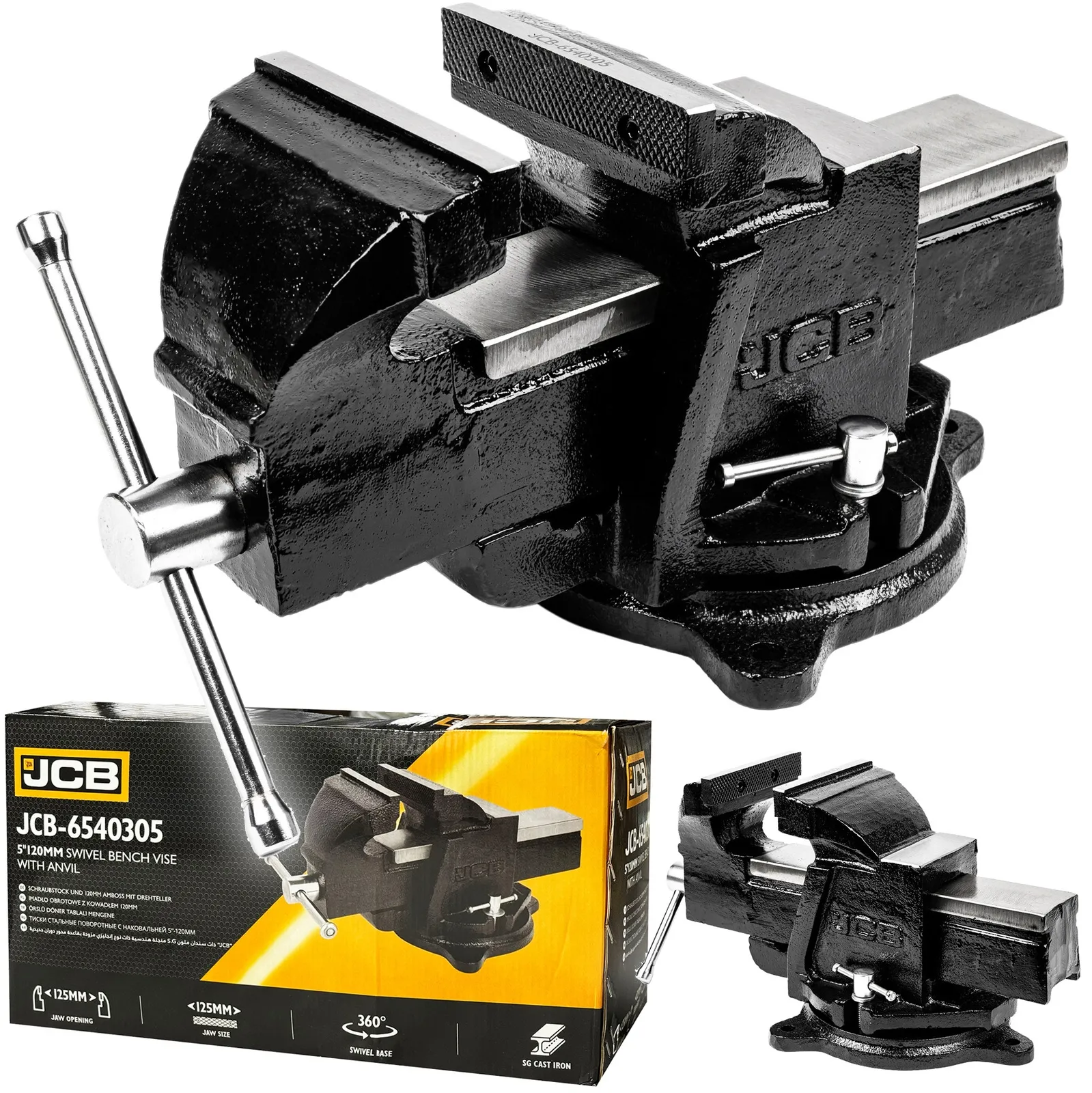 Profesjonalne imadło ślusarskie obrotowe stalowe 125mm JCB