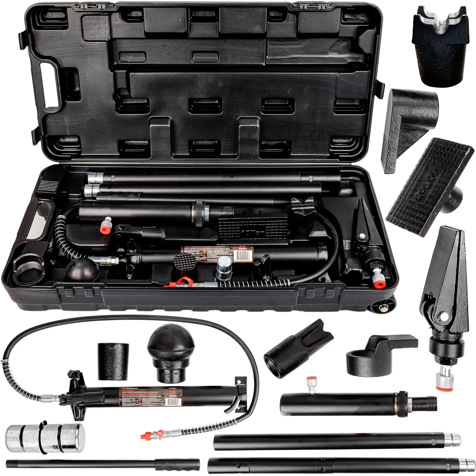 Rozpieraki hydrauliczne 4T pompa siłownik blacharski 10 ton + akcesoria FORSAGE