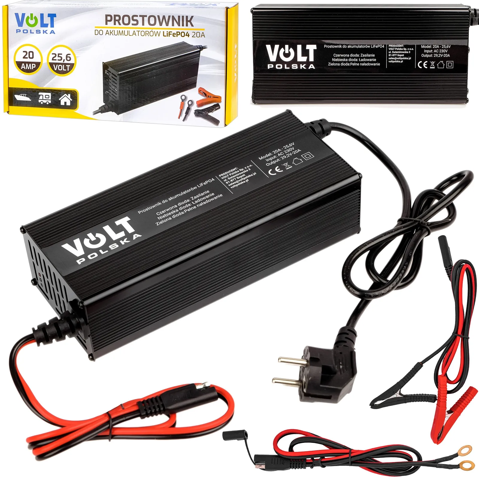 Prostownik ładowarka do ładowania akumulatora litowego LiFePo4 20A 24V VOLT POLSKA