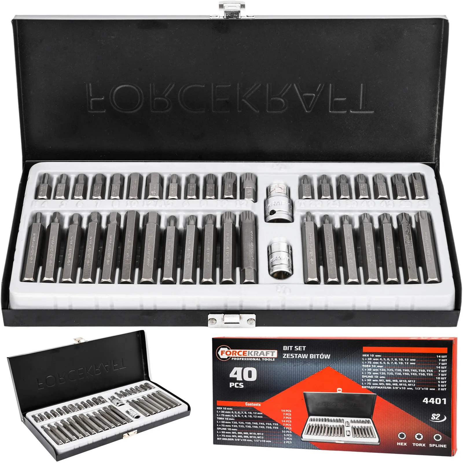 Zestaw bitów profesjonalne imbus torx spline walizka 40el FORCEKRAFT