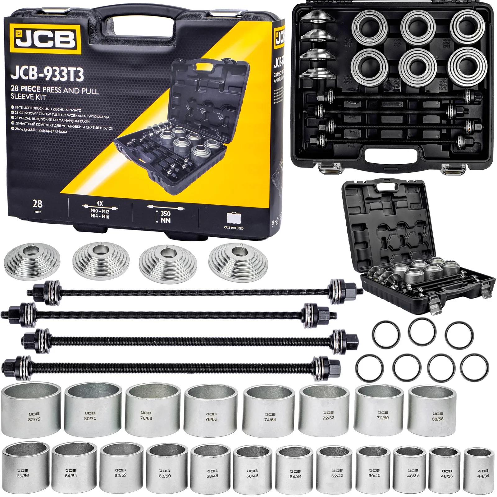 Zestaw ściagaczy ściągacz tulei wahacza łożysk sworzni adaptery 28el JCB