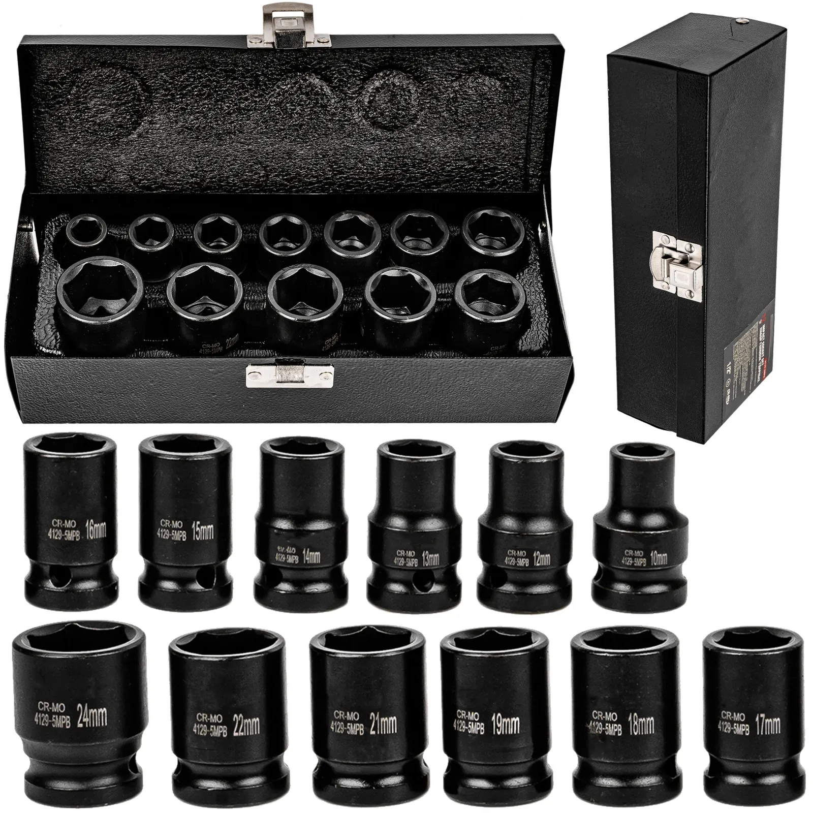 Nasadki udarowe klucze nasadowe krótkie 1/2" 10-24 mm zestaw 12el PARTNER