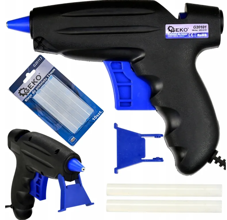 Pistolet do klejenia na gorąco 200W 11,2mm + kleje GEKO
