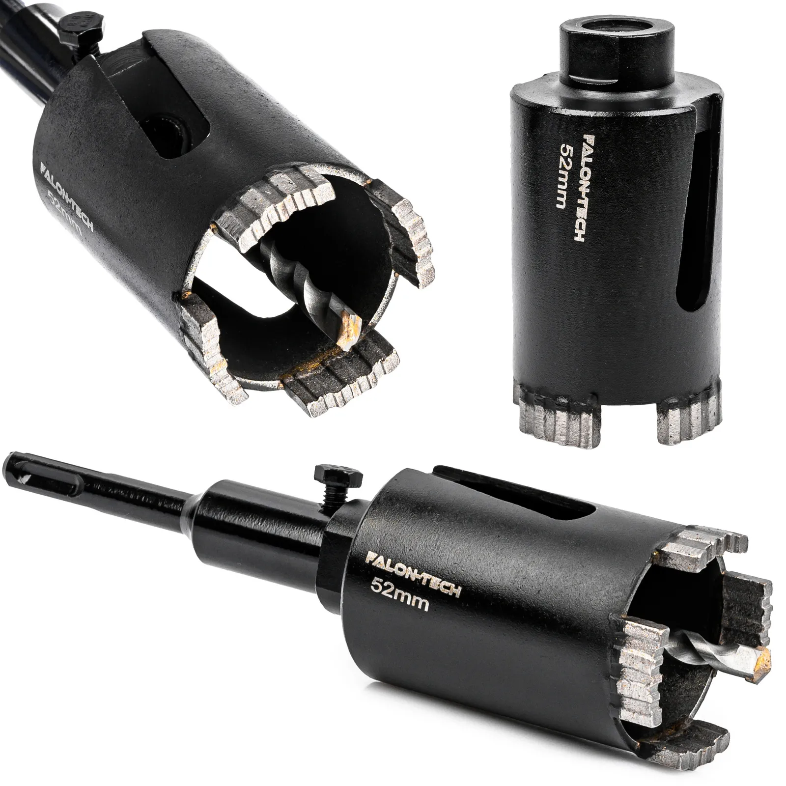 Otwornica diamentowa 52mm 4-segmentowa + adapter SDS-PLUS FALON-TECH