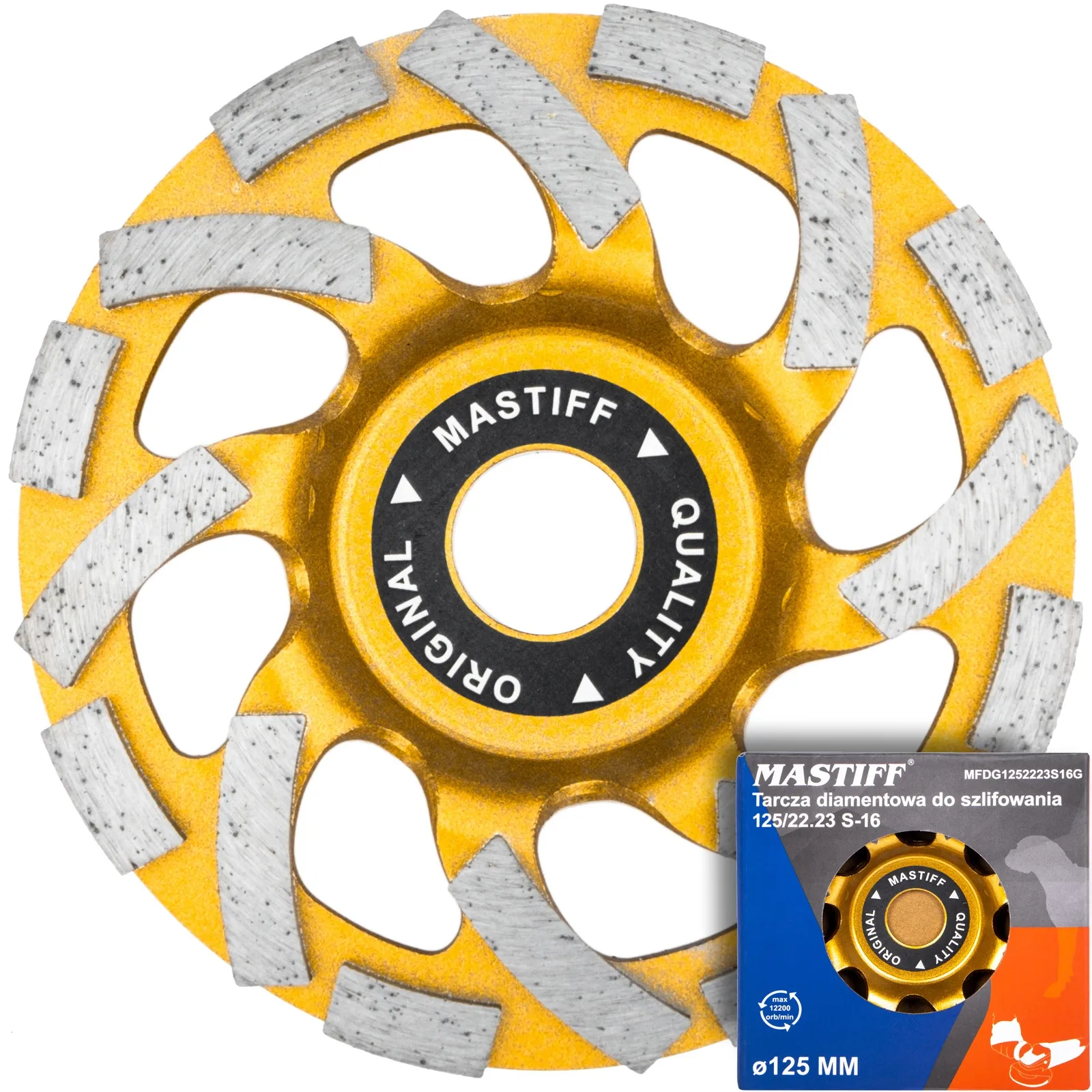 Tarcza garnkowa frez do szlifowania betonu diamentowa segmentowa 125mm gold Mastiff FALON-TECH