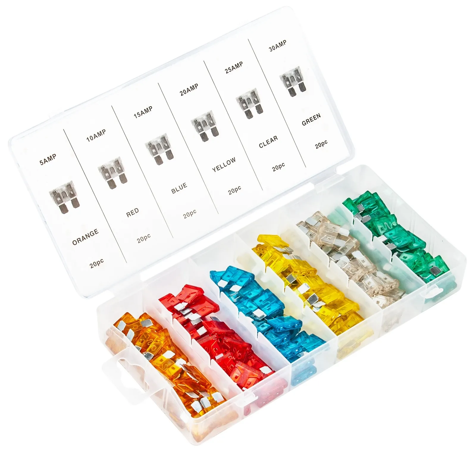 Bezpieczniki Samochodowe 5A-30A 120 sztuk Zestaw GEKO