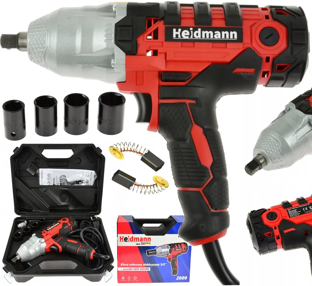 Klucz udarowy elektryczny 1/2'' 2000w + nasadki GEKO