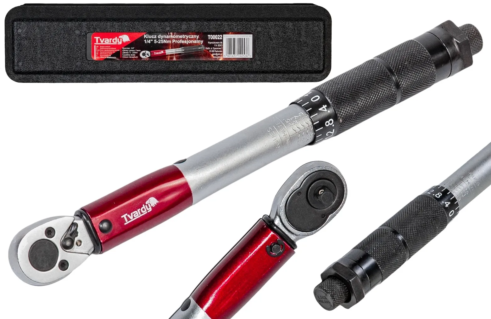 Klucz dynamometryczny 1/4" 270 mm 5-25 Nm TVARDY