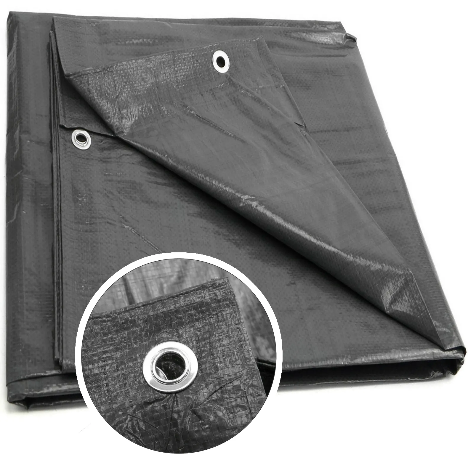 Plandeka uniwersalna okryciowa z oczkami szara gruba 120g/m2 15x10 m GEKO