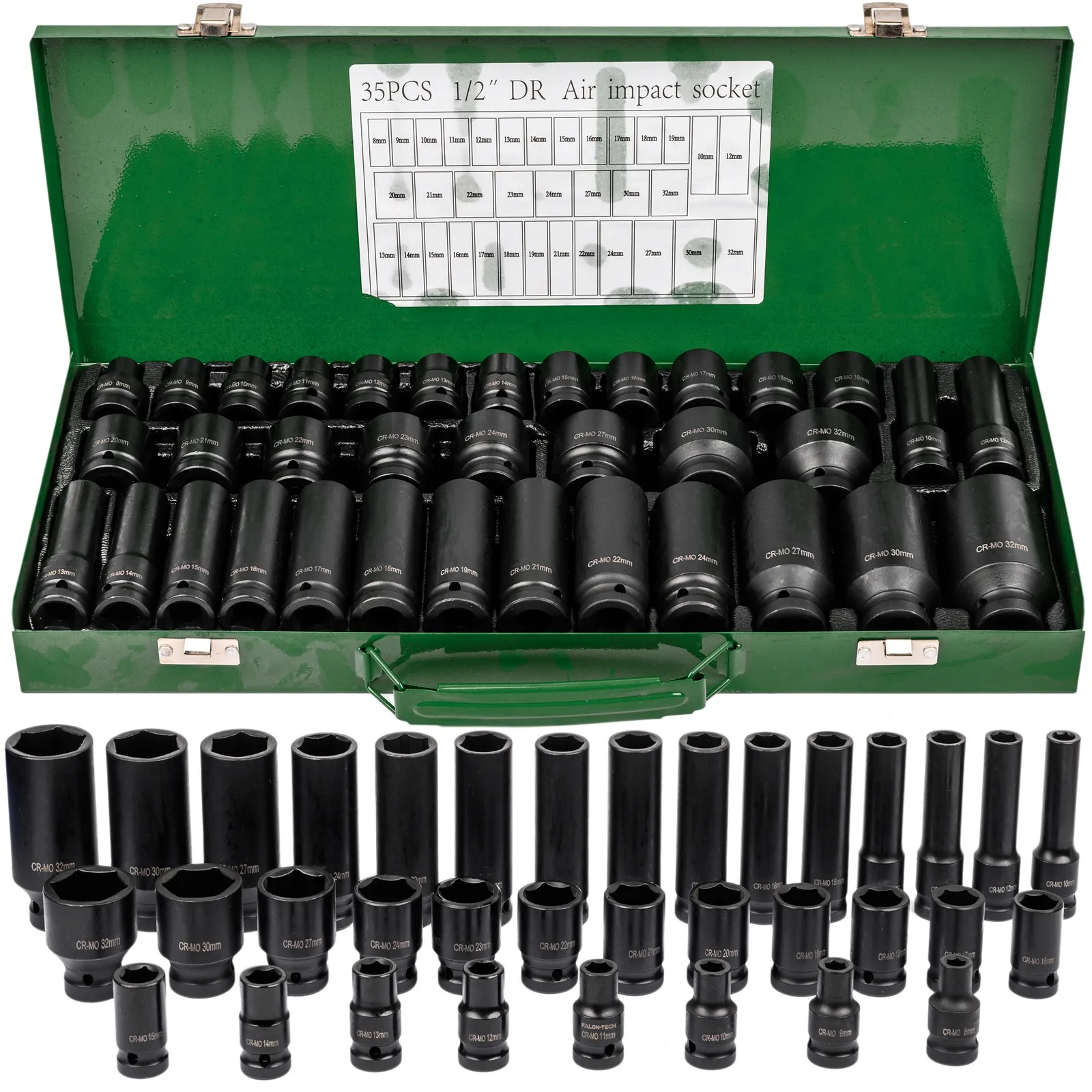 Zestaw nasadek udarowych 8-32 nasadki udarowe 1/2 do kluczy pneumatycznych 35el ROCKFORCE