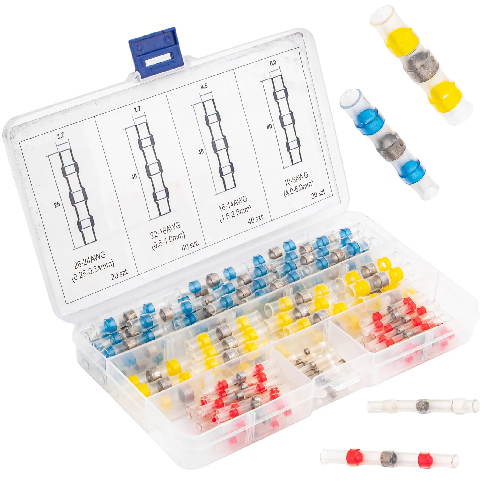 Złączki rurki koszulki lutownicze termokurczliwe z cyną 120szt FALON-TECH