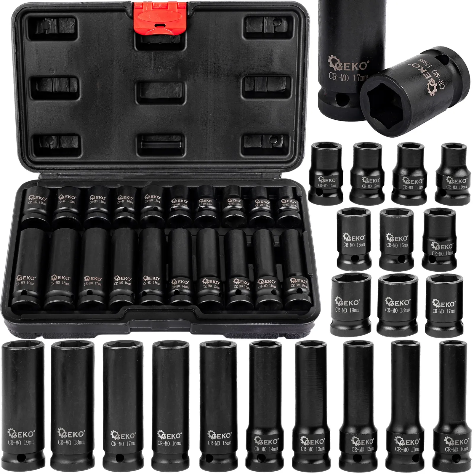 Zestaw nasadki udarowe nasadowe 1/2" 10-19mm 20el GEKO