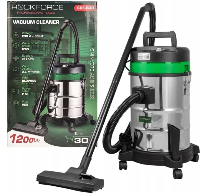Odkurzacz przemysłowy warsztatowy budowlany na ducho i mokro 1200W 30L ROCKFORCE