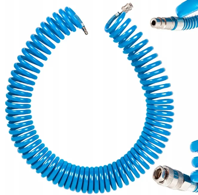 Wąż przewód spiralny pneumatyczny zakuwany 5x8mm 20m do kompresora SILVER