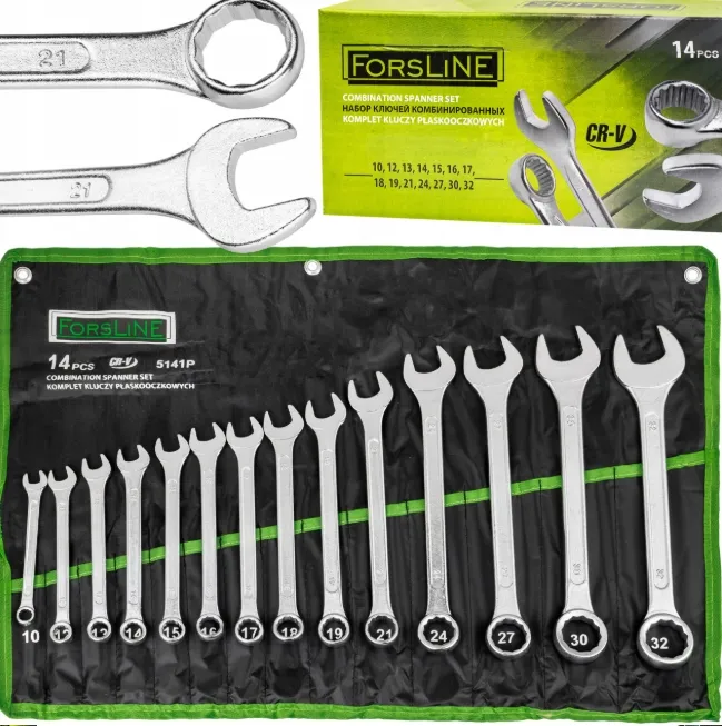 Zestaw kluczy płasko oczkowych klucze płaskie oczkowe CRV 10-32 mm 14 szt FORSLINE