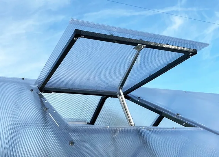 Okno do szklarni ogrodowej z autometem antracyt premium aluminiowe PTF