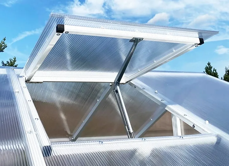 Okno do szklarni ogrodowej z autometem białe premium aluminiowe PTF