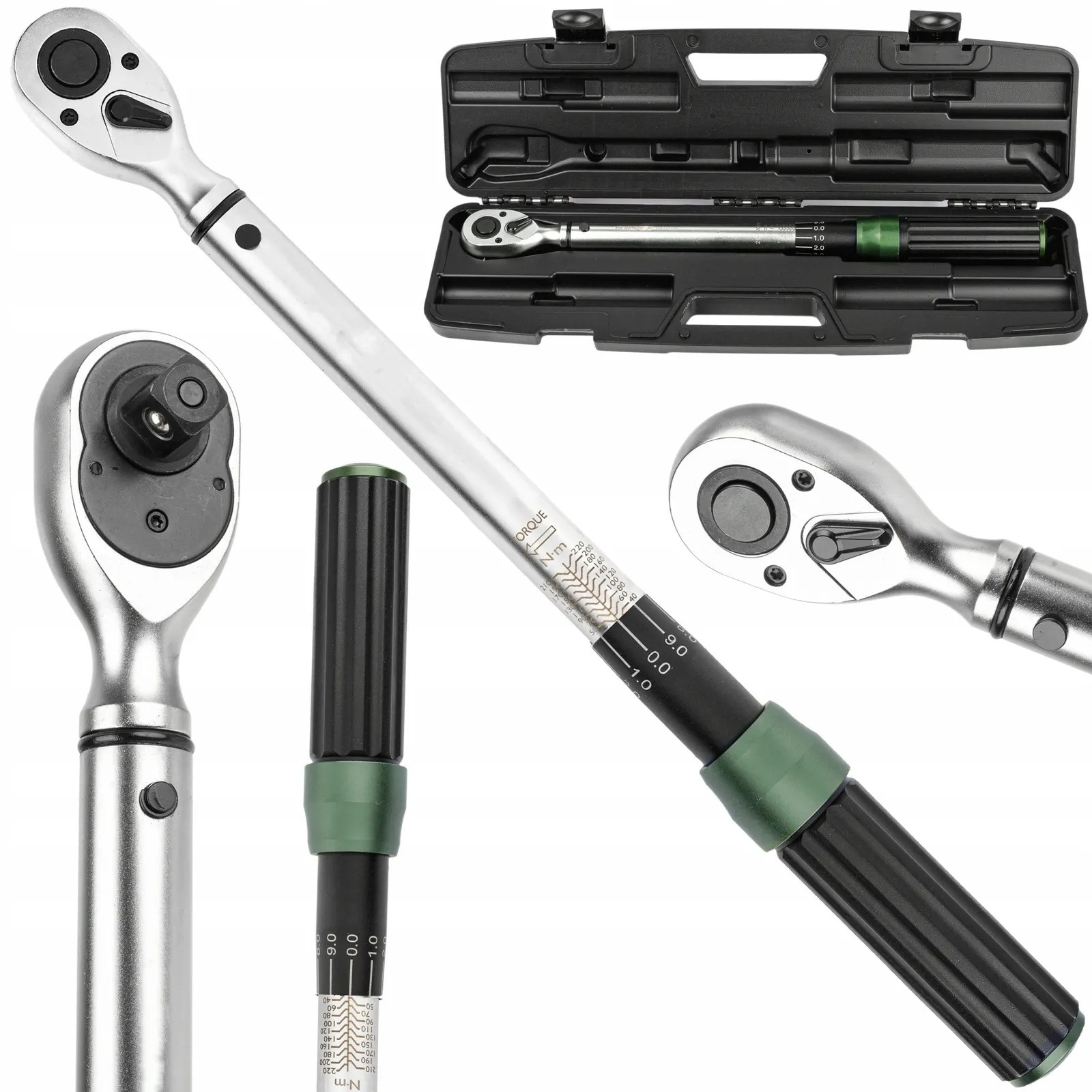 Klucz dynamometryczny dwustronny z certyfikatem 1/2" 530mm 40-220Nm ROCKFORCE