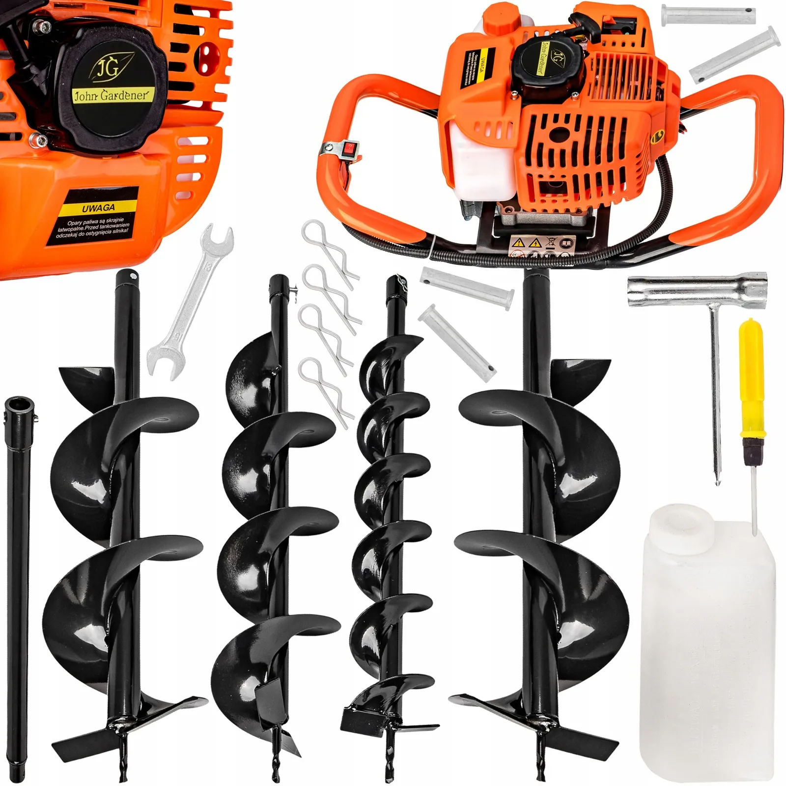 Wiertnica glebowa świder spalinowy 1-os do gleby ziemi 3 wiertła przedłużka GEKO