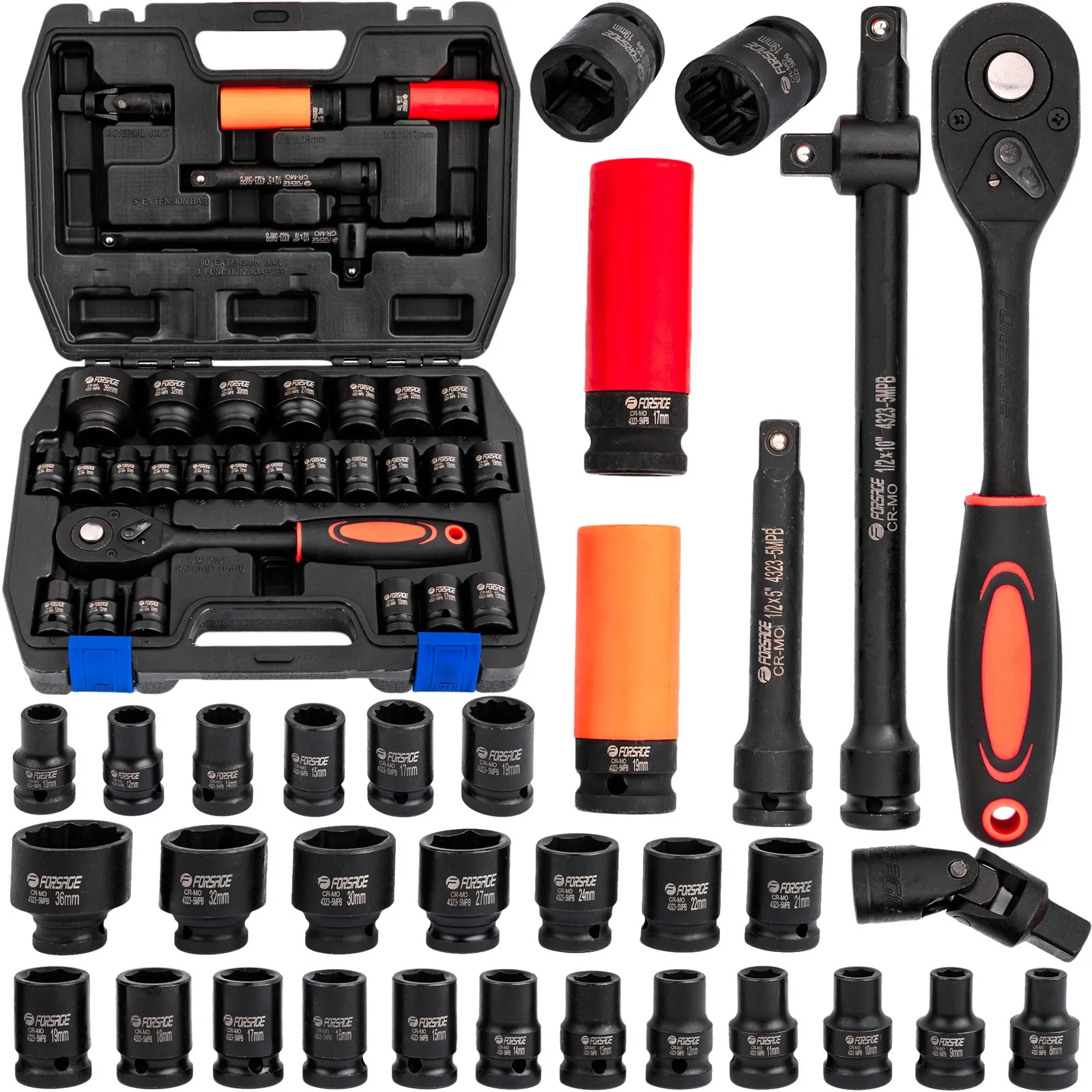 Klucze nasadowe zestaw 32 elementów 1/2 " FORCEKRAFT