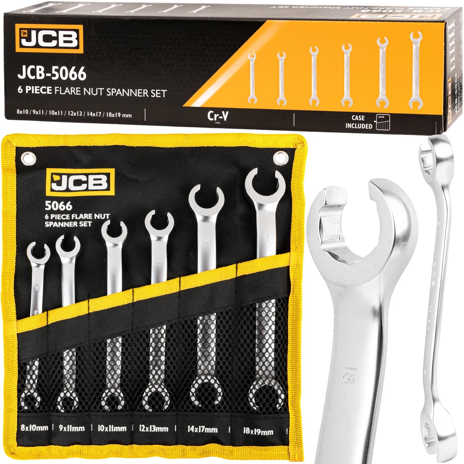 Klucze otwarte oczkowe zestaw do przewodów hamulcowych CR-V 6el 8-19mm JCB