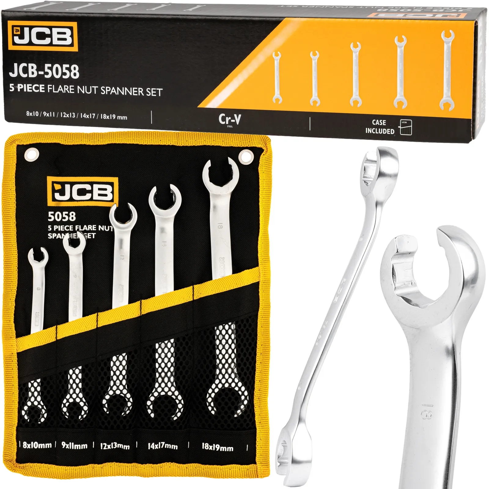 Klucze otwarte oczkowe zestaw do przewodów hamulcowych CR-V 5el 8-19mm JCB