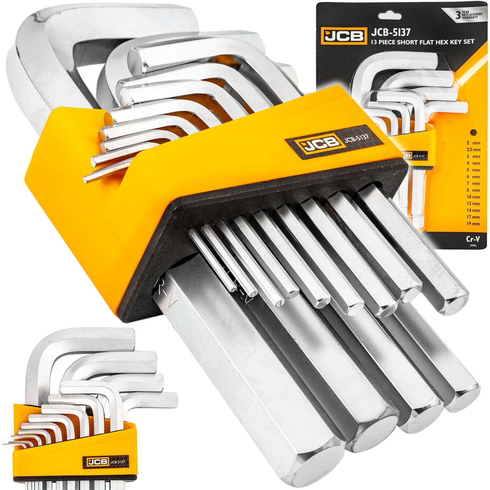 Zestaw klucze imbusowe wkrętaki imbusy crv krótkie 13el 2-19mm JCB
