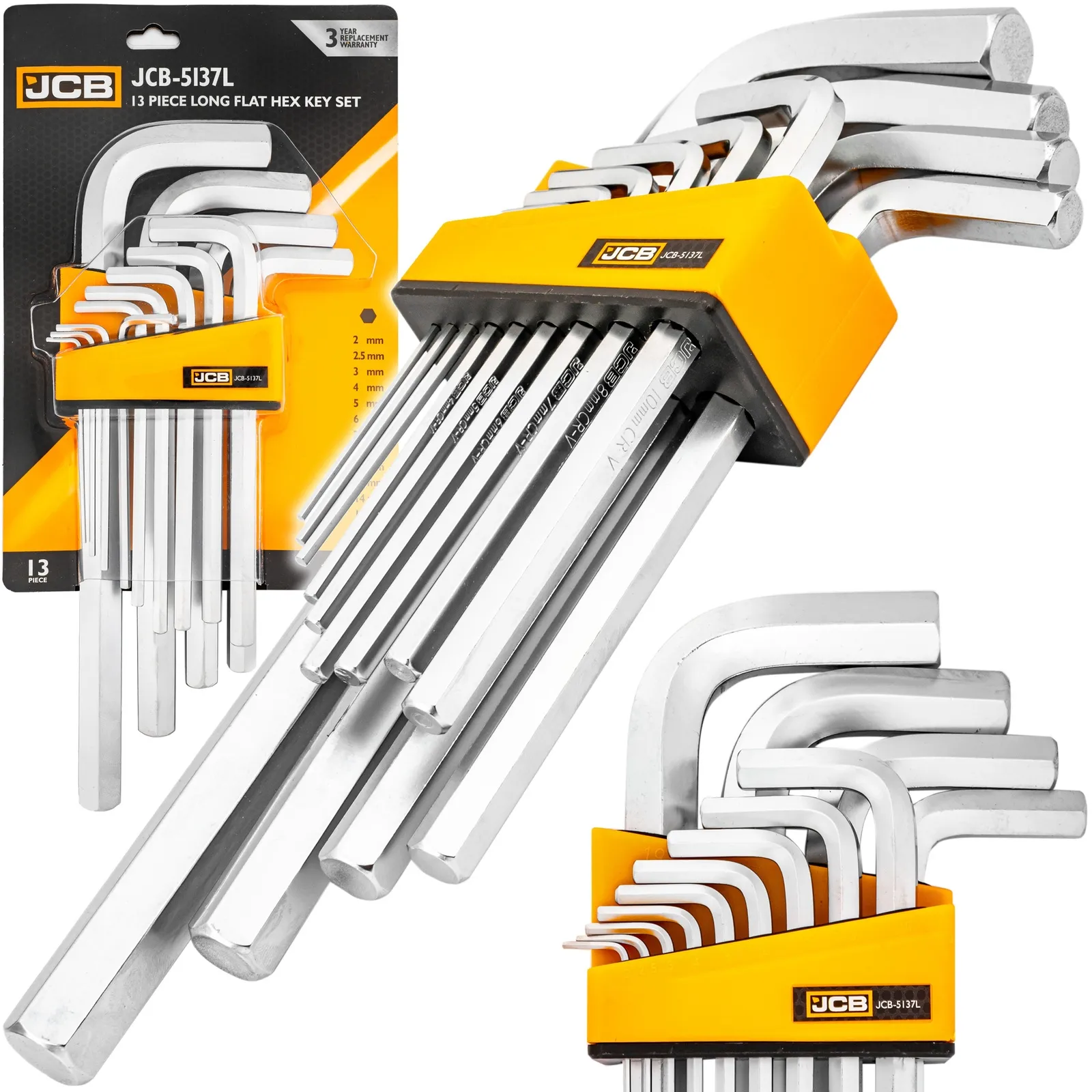 Zestaw klucze imbusowe wkrętaki imbusy crv długie 13el 2-19mm JCB