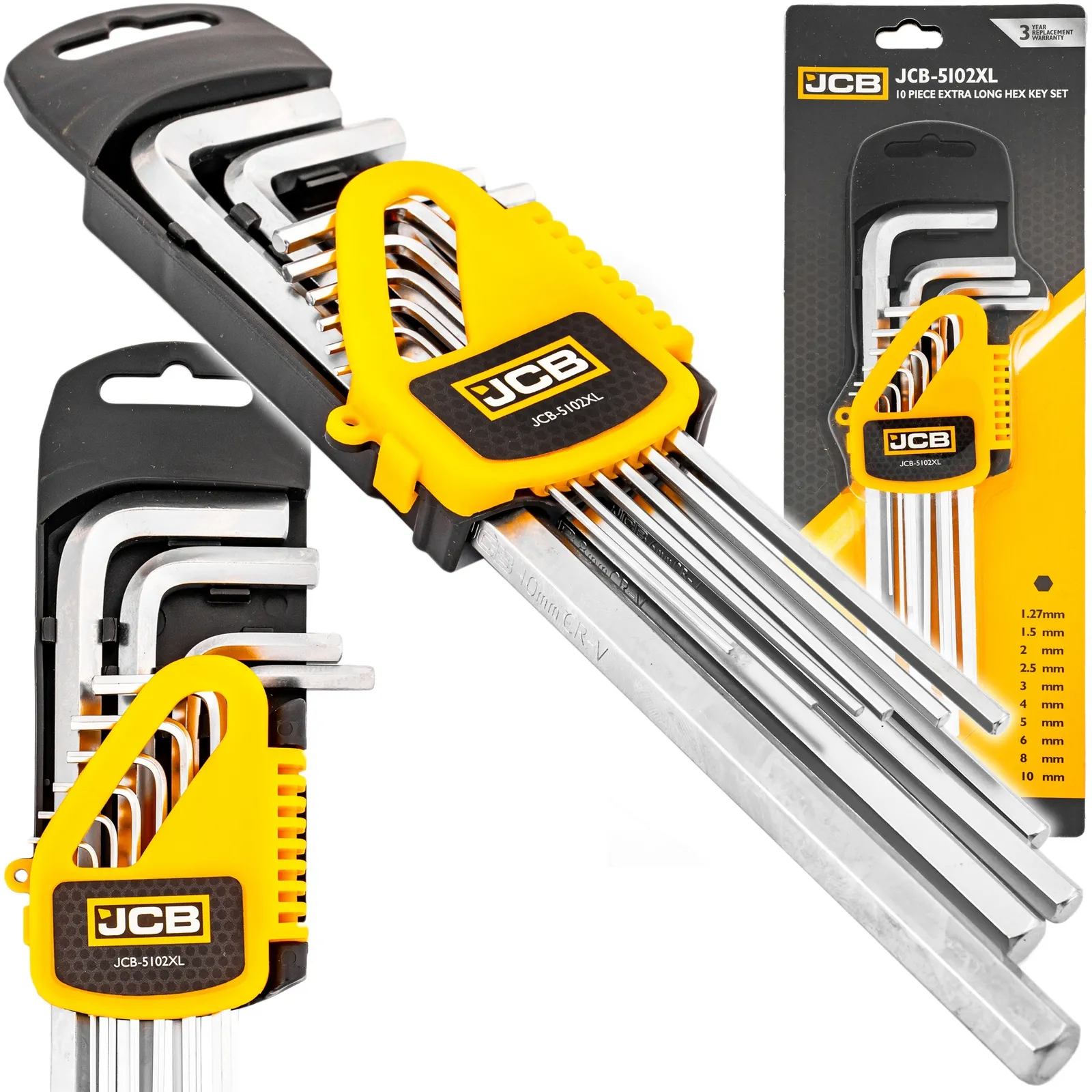 Zestaw klucze imbusowe wkrętaki imbusy crv długie XL 10el 1,27-10mm JCB