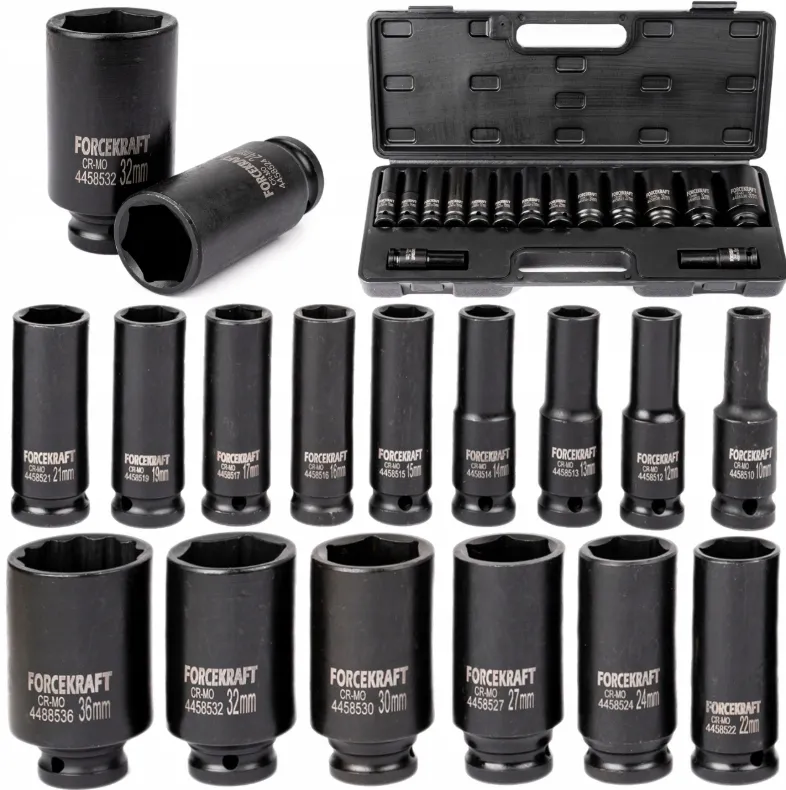Zestaw nasadki udarowe głębokie do klucz pneumatyczny 1/2" 15el 10-36mm FORCEKRAFT