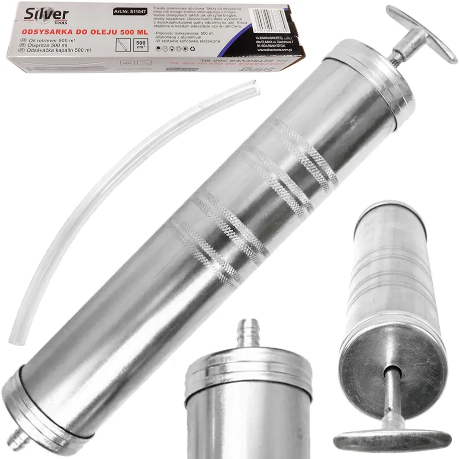 Odsysarka wysysarka ręczna do oleju pompka do oleju stalowa 500ml SILVER