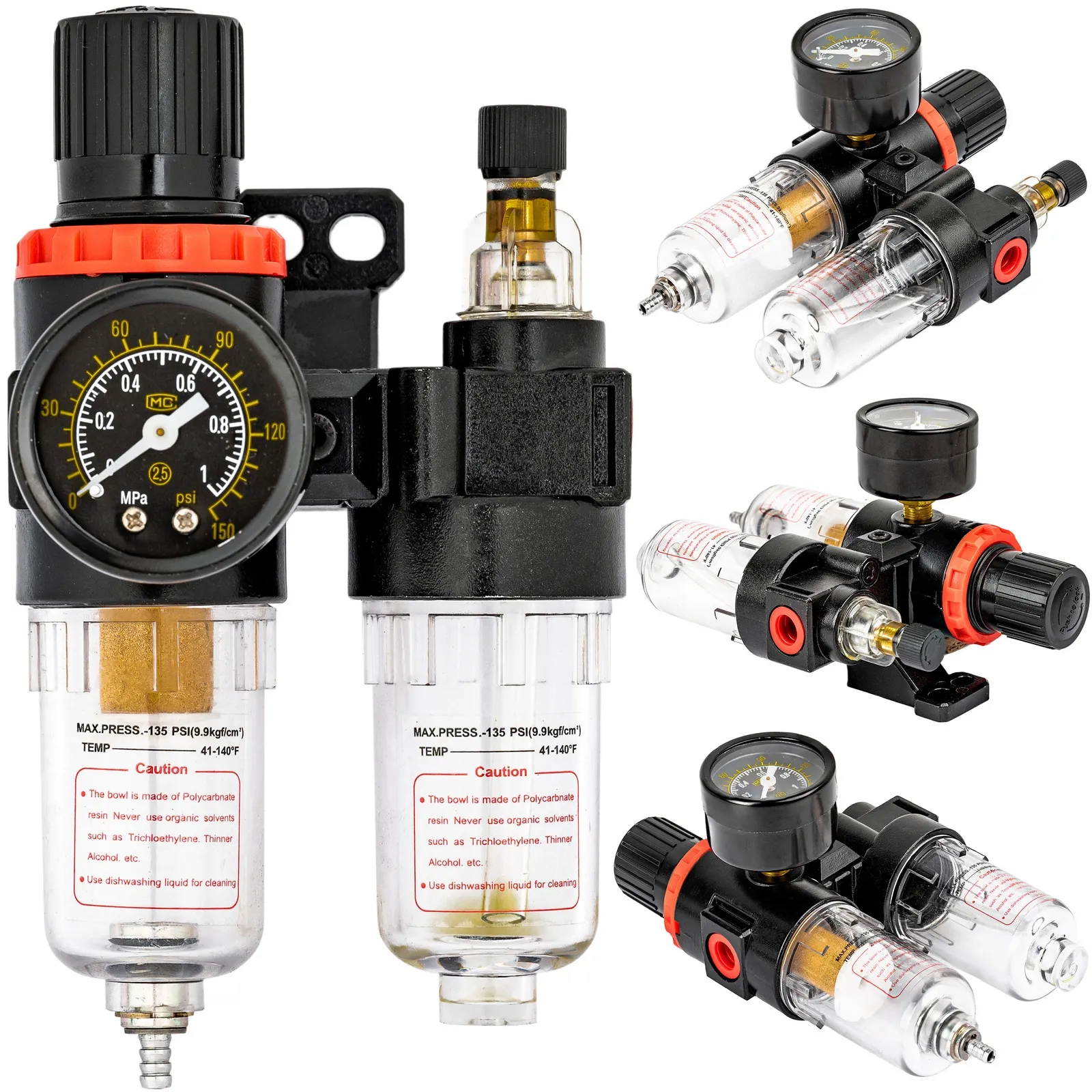 Odwadniacz filtr powietrza reduktor naolejacz do sprężarki kompresora 1/4" GEKO