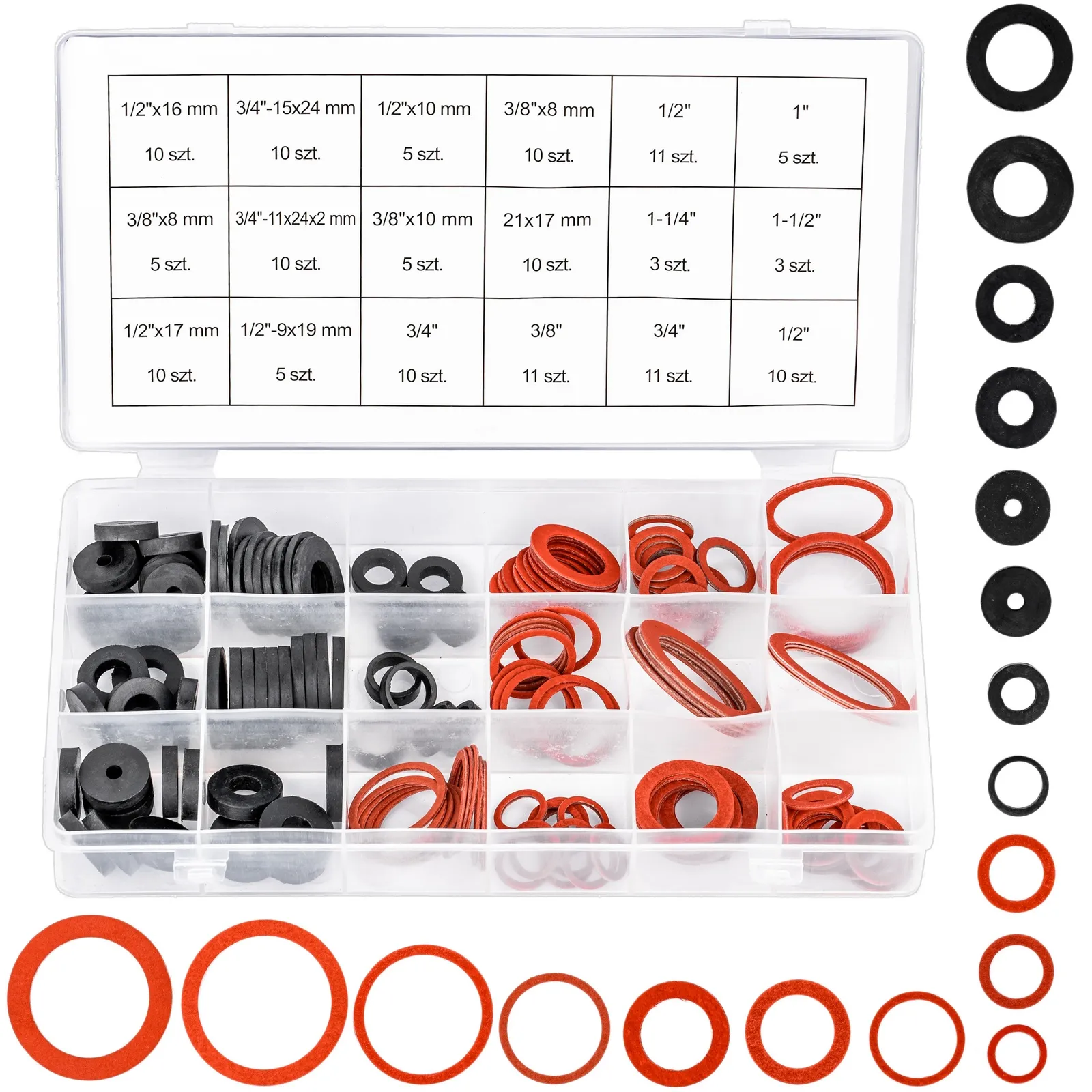 Zestaw uszczelek podkładki do instalacji sanitarnych kranu rur 144 szt FALON-TECH