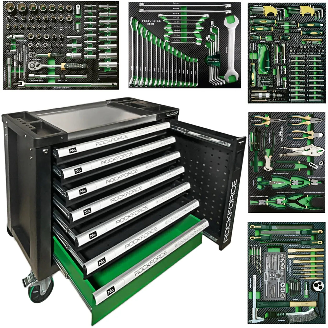 Szafka warsztatowa wózek narzędziowy z wyposażeniem klucze nasadowe 274 el ROCKFORCE