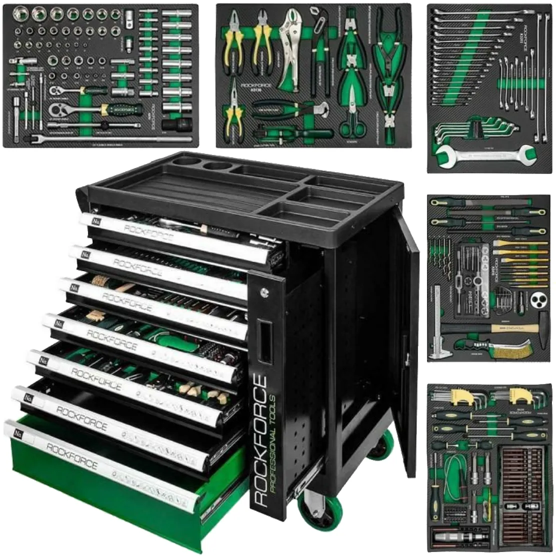 Szafka warsztatowa wózek narzędziowy z wyposażeniem klucze nasadowe 274 el ROCKFORCE