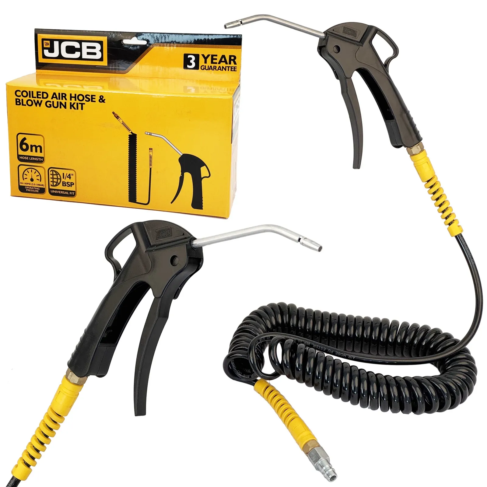 Pistolet pneumatyczny do przedmuchu kabiny przedmuchiwania wąż spiralny 6m 1/4" JCB