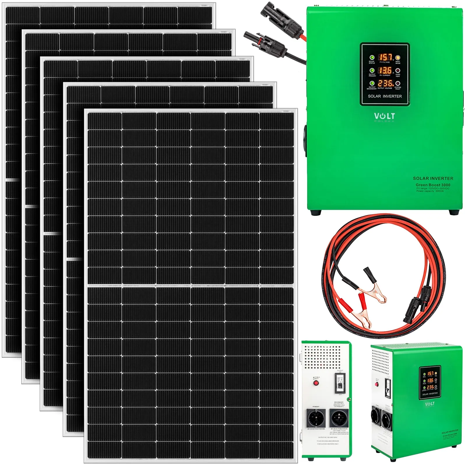 Zestaw solarny panel do grzania wody CWU 3000W GREEN BOOST MPPT 5xPV (5x510W)