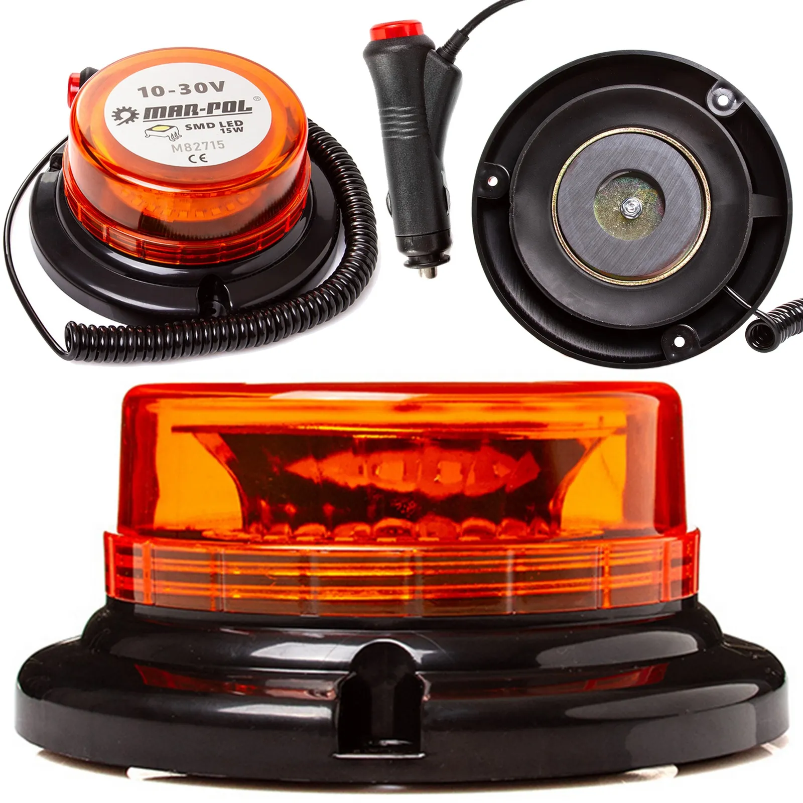 Lampa LED światło ostrzegawcze kogut magnes do samochodu lawety 10-30V 15W MAR-POL