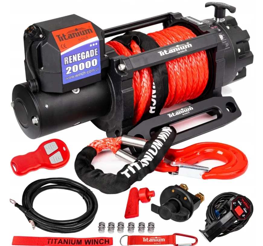 Wyciągarka wciagarka 20000lbs RENEGADE do lawety LBS 9T 24v lina syntetyczna szybka TITANIUM WINCH