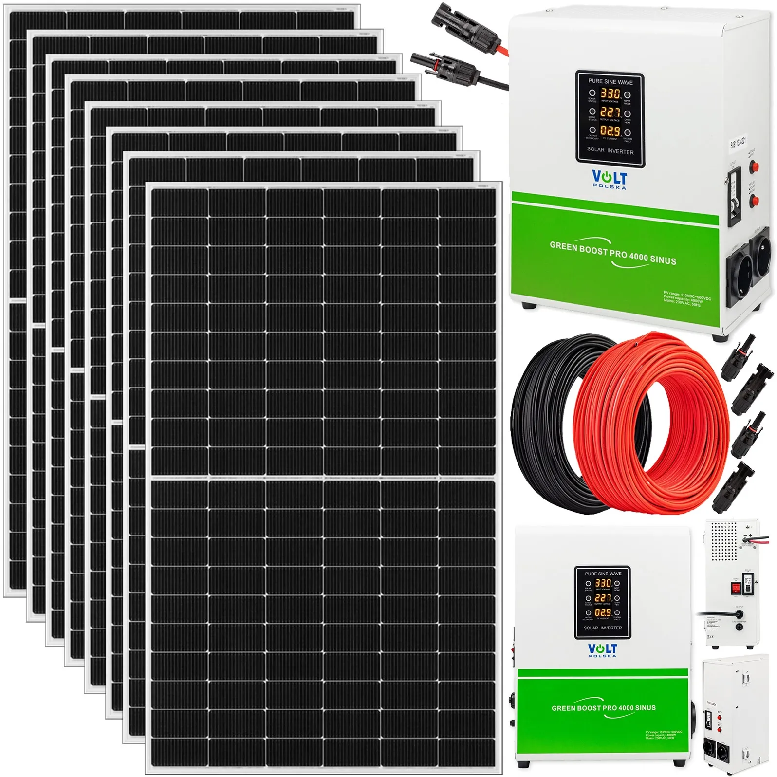 Zestaw solarny panel do grzania wody CWU 4000W GREEN BOOST MPPT BYPASS 8xPV