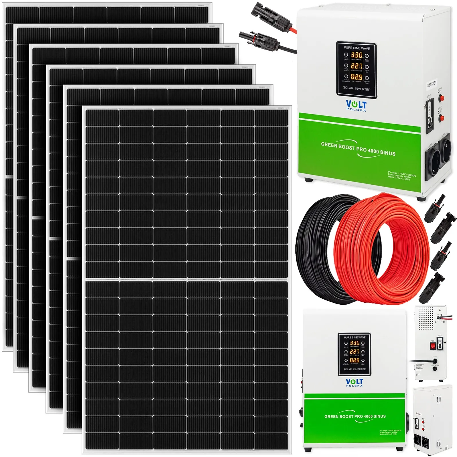 Zestaw solarny panel do grzania wody CWU 4000W GREEN BOOST MPPT BYPASS 6xPV
