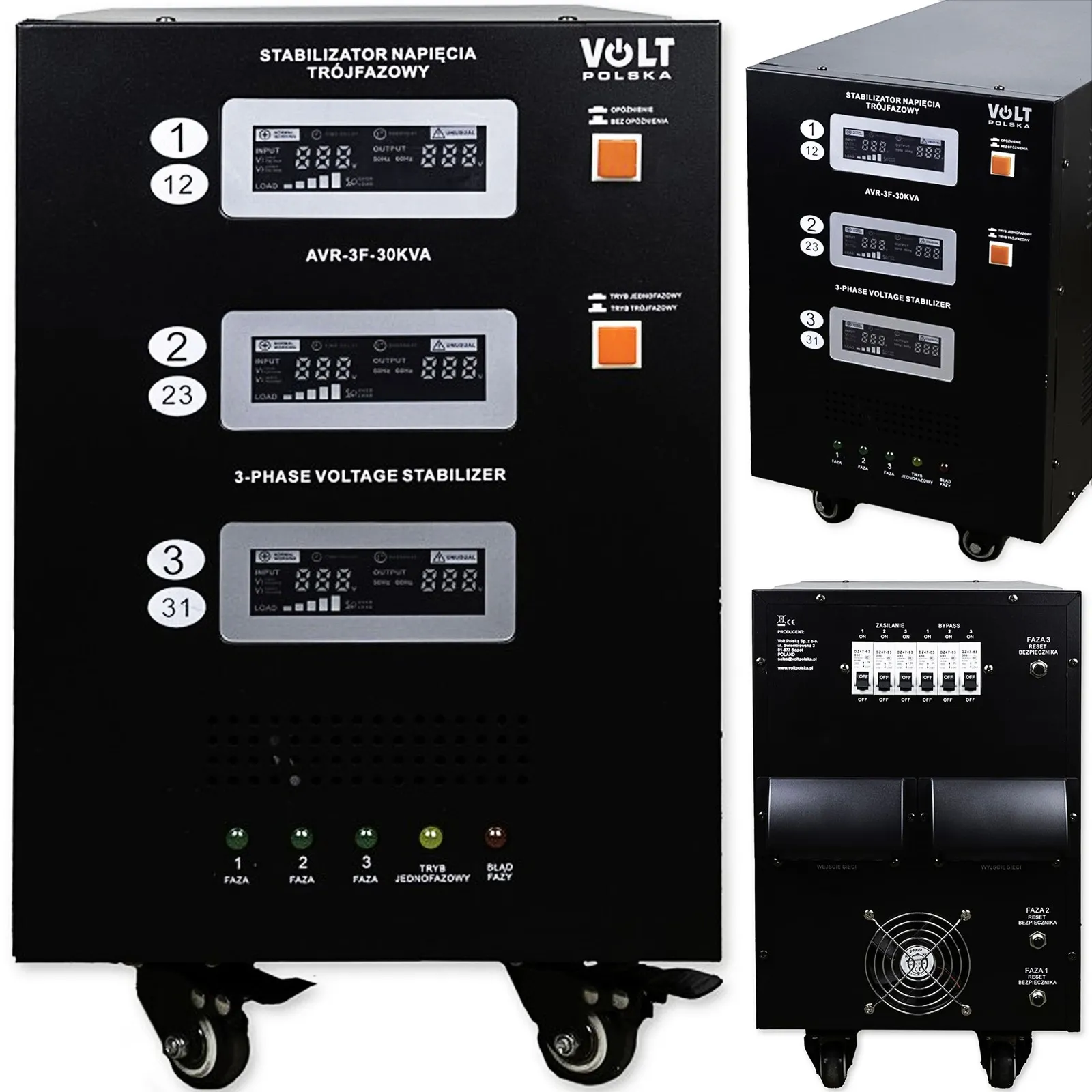 Stabilizator napięcia AVR PRO 30kVA trójfazowy 3% automatyczny VOLT POLSKA