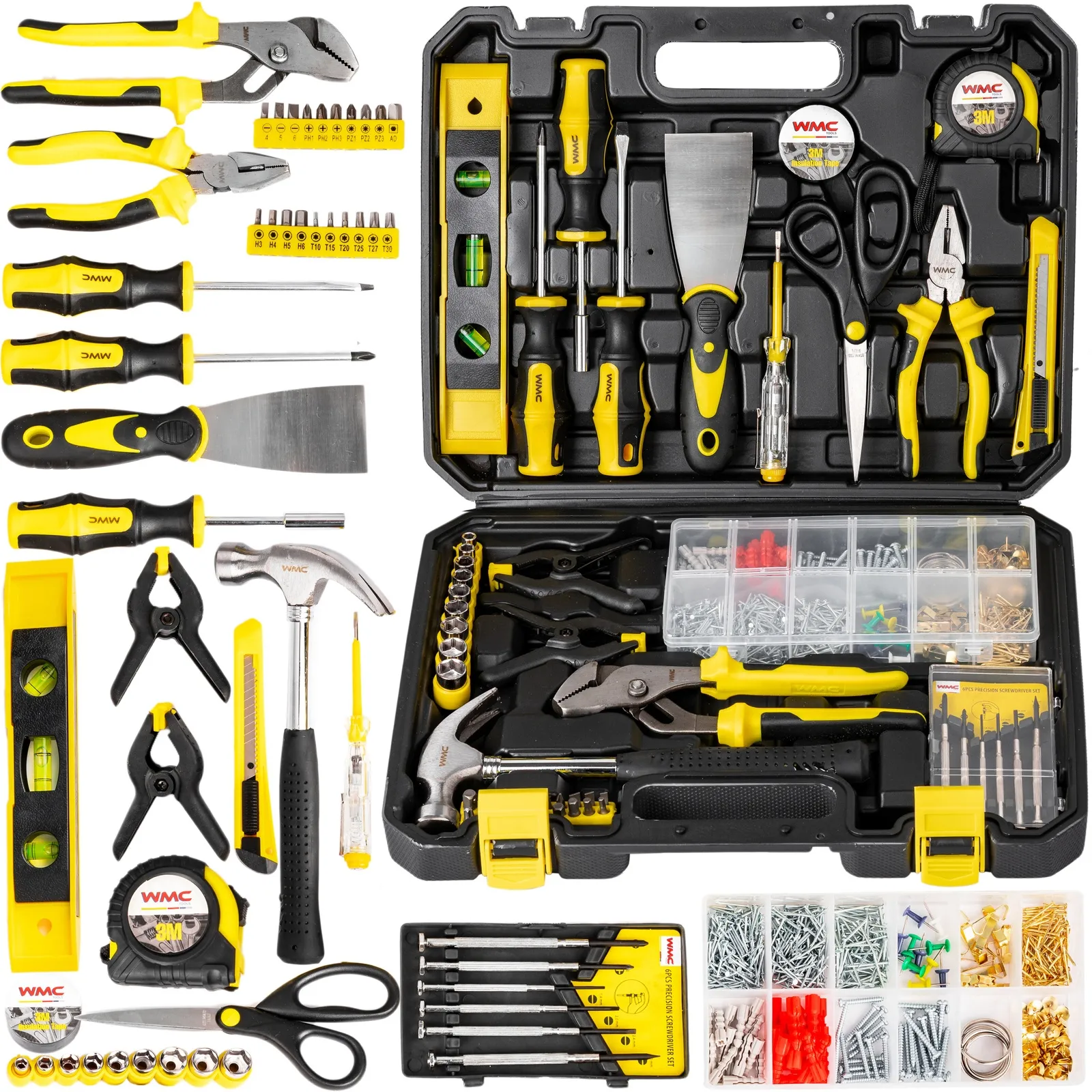 Zestaw narzędziowy klucze nasadowe wkrętaki bity nasadki walizka 650 elem. WMC