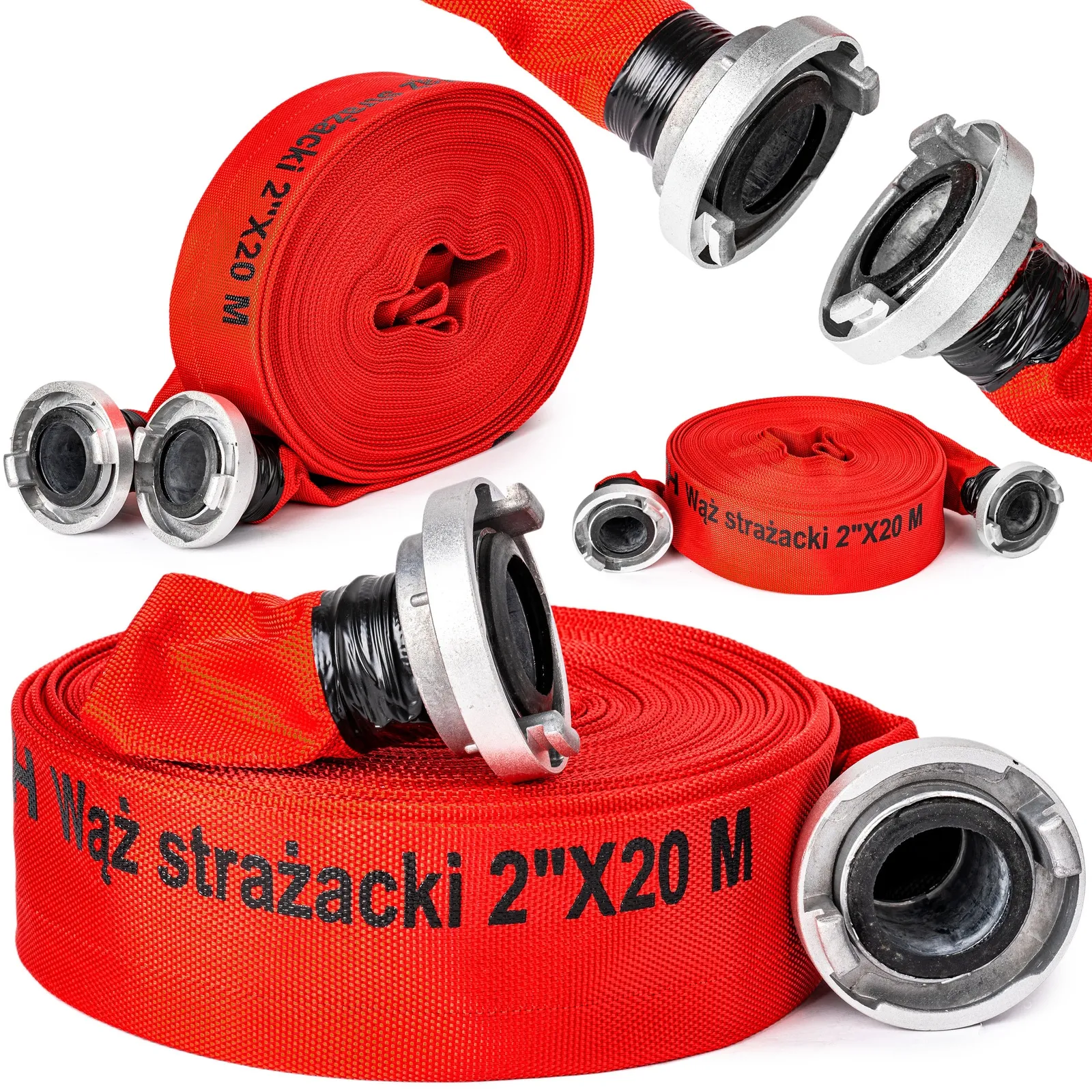 Wąż strażacki parciany do wody szamba szybkozłączka pompy wodnej 2" 52mm 20m FALON-TECH