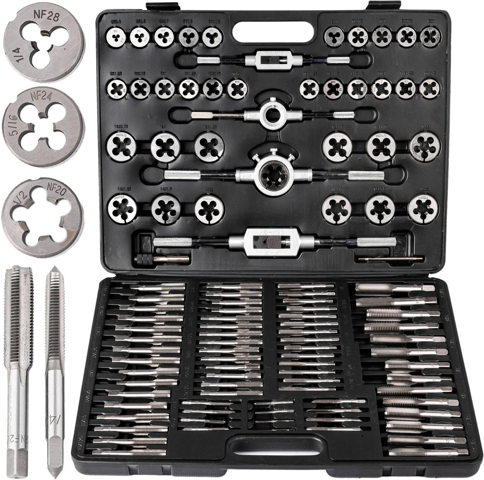 Zestaw narzynki gwintowniki kalibrowniki metryczne 110 szt M2-M18 walizka SCHEPPACH