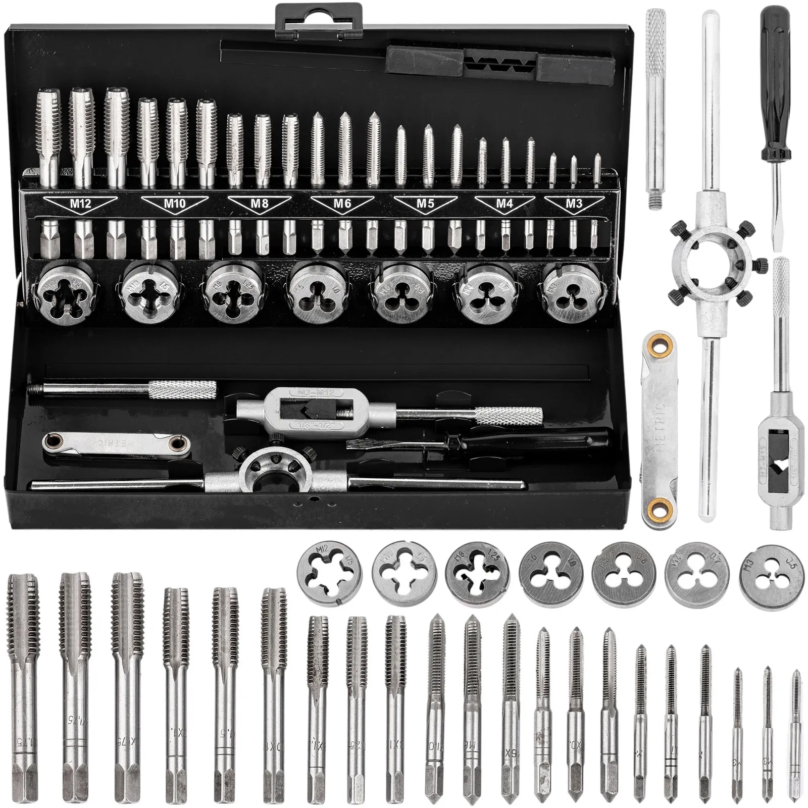 Zestaw narzynki gwintowniki kalibrowniki 32 szt M3-M12 walizka SCHEPPACH